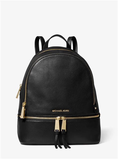 michael kors rhea medium leather backpack black|Michael Kors rhea backpack large.